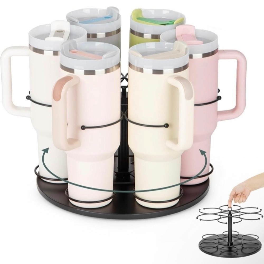 Rotating Tumbler Holder Organizer Stanley Yeti < 40oz Black Water Bottle Rack